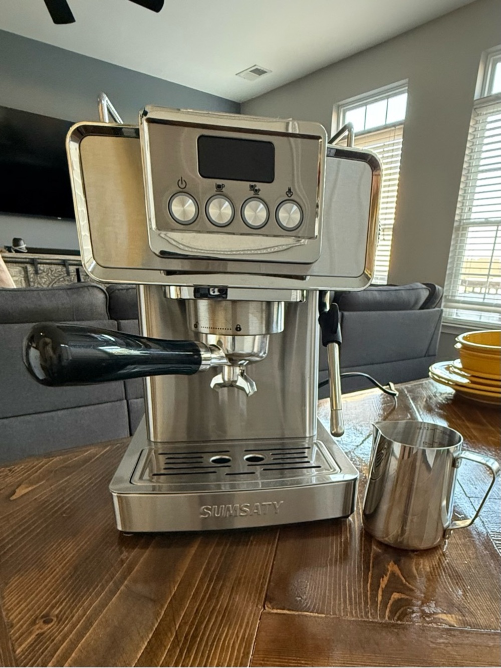 Sumsaty Stainless Steel Espresso Machine with Steam Wand